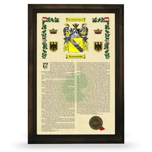 Broennenfeldt Armorial History Framed - Brown