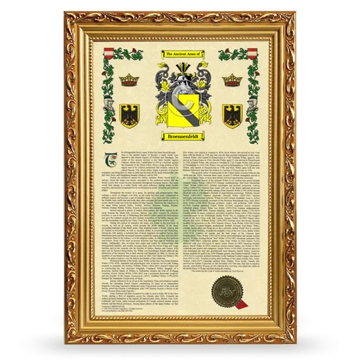 Broennenfeldt Armorial History Framed - Gold