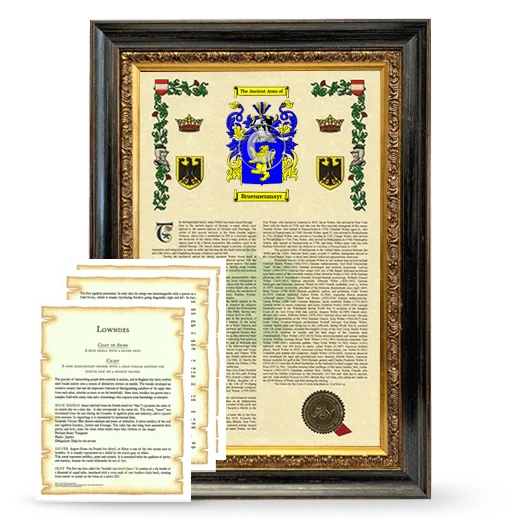 Bruennenmayr Framed Armorial History and Symbolism - Heirloom