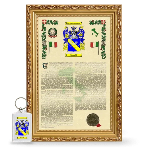 Brunelli Framed Armorial History and Keychain - Gold