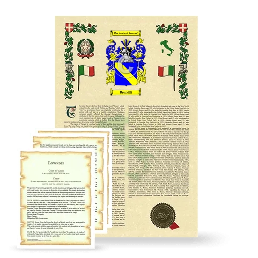 Brunèlli Armorial History and Symbolism package