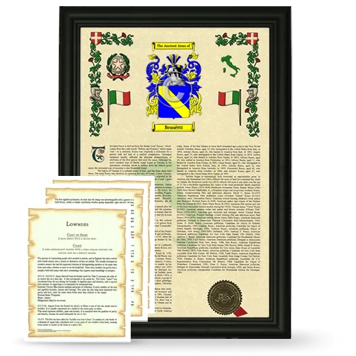 Brunètti Framed Armorial History and Symbolism - Black