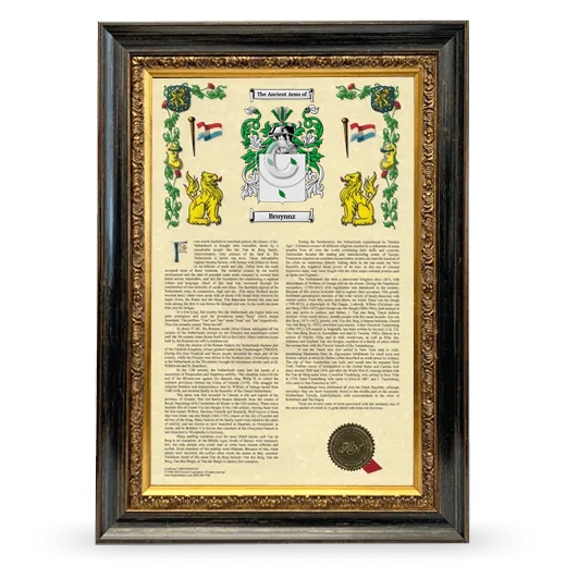 Bruynnz Armorial History Framed - Heirloom