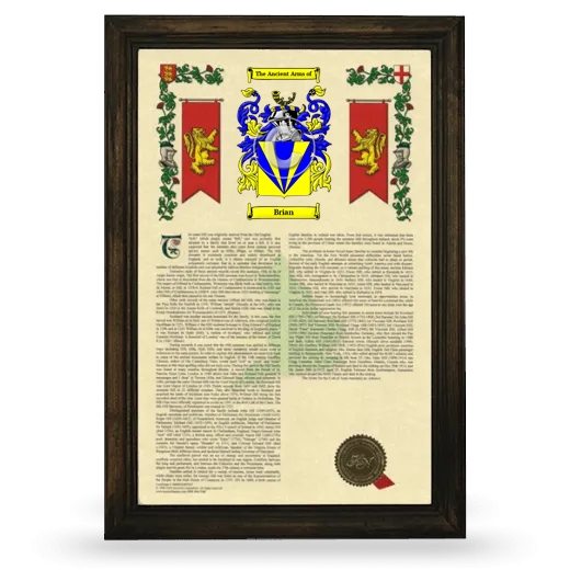 Brian Armorial History Framed - Brown