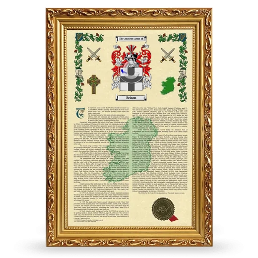 Brison Armorial History Framed - Gold