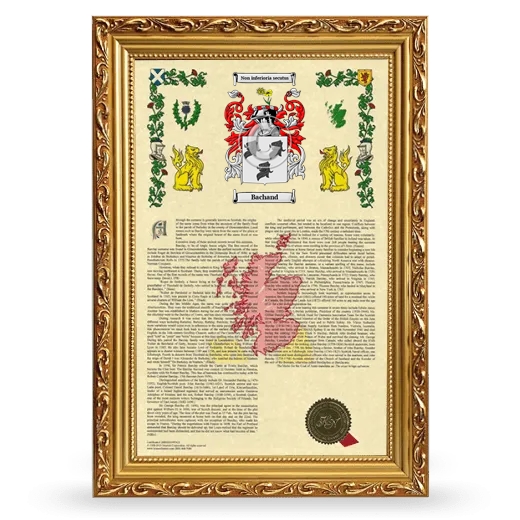 Bachand Armorial History Framed - Gold