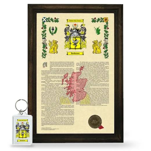 Buckanan Framed Armorial History and Keychain - Brown