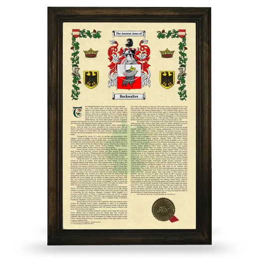 Buckwalter Armorial History Framed - Brown