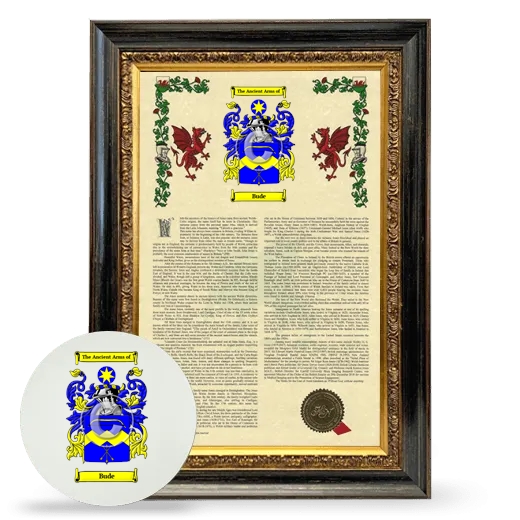 Bude Framed Armorial History and Mouse Pad - Heirloom