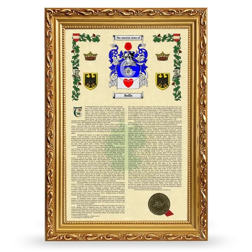 Buffa Armorial History Framed - Gold