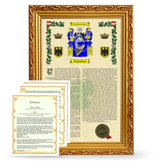 Buegenhagel Framed Armorial History and Symbolism - Gold