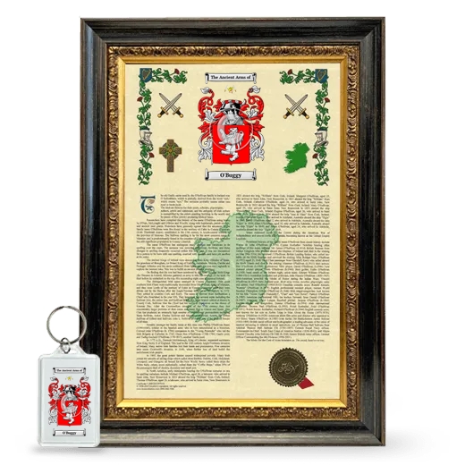 O'Buggy Framed Armorial History and Keychain - Heirloom