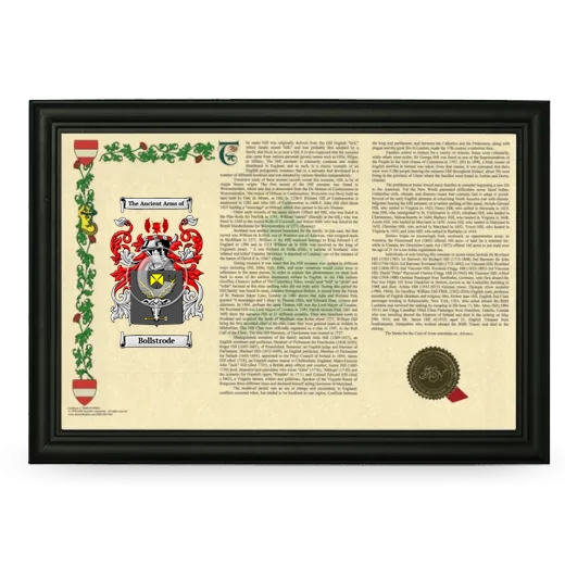 Bollstrode Armorial Landscape Framed - Black