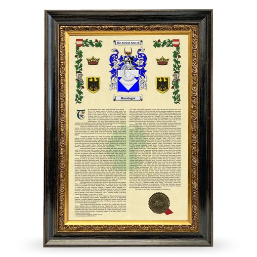 Bunsinger Armorial History Framed - Heirloom