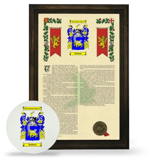 Burbach Framed Armorial History and Mouse Pad - Brown