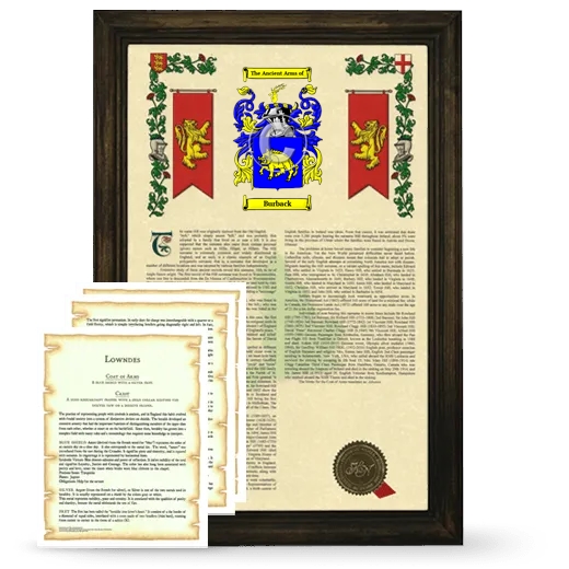 Burback Framed Armorial History and Symbolism - Brown