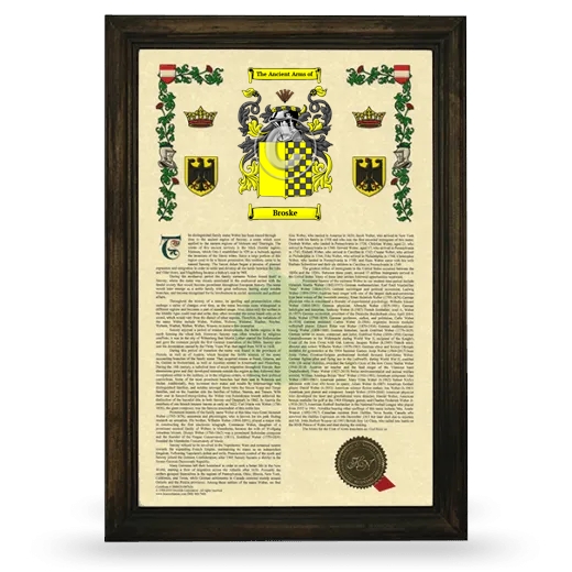 Broske Armorial History Framed - Brown