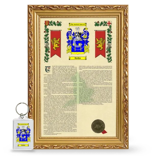 Byrdyn Framed Armorial History and Keychain - Gold