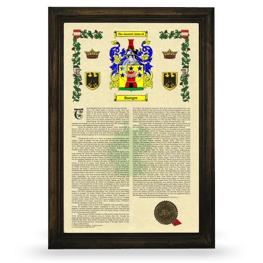 Buerger Armorial History Framed - Brown