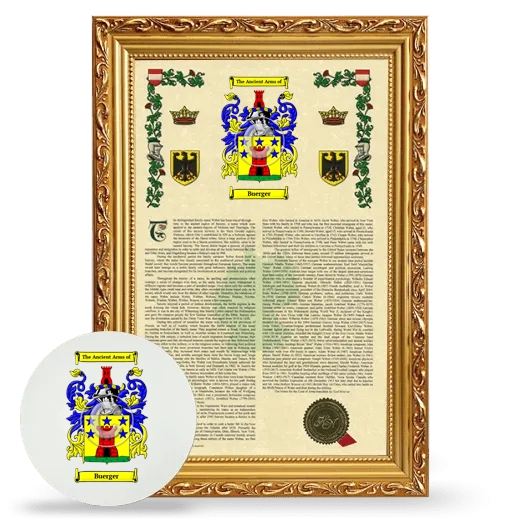 Buerger Framed Armorial History and Mouse Pad - Gold