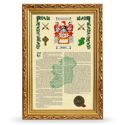 Burgass Armorial History Framed - Gold