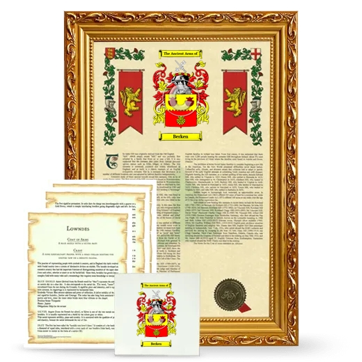 Berken Framed Armorial, Symbolism and Large Tile - Gold