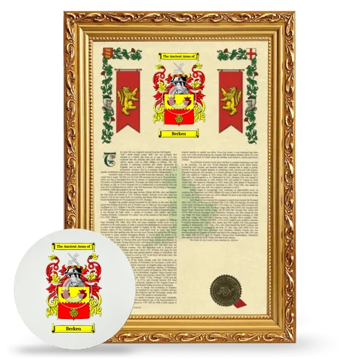 Berken Framed Armorial History and Mouse Pad - Gold