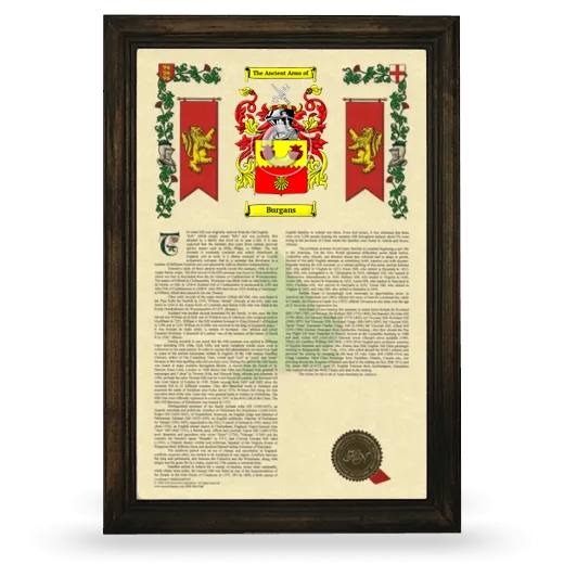 Burgans Armorial History Framed - Brown