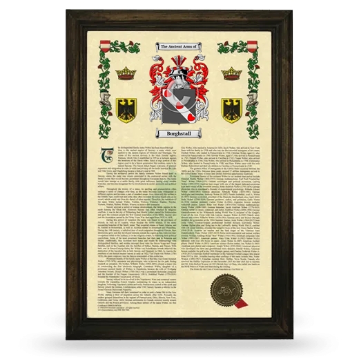 Burghstall Armorial History Framed - Brown