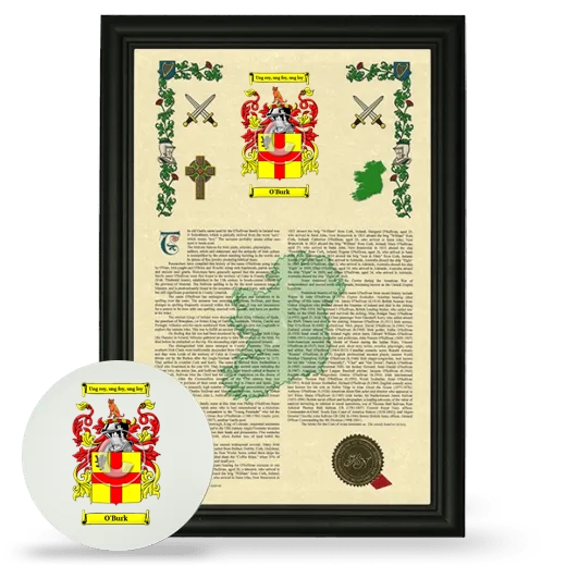 O'Burk Framed Armorial History and Mouse Pad - Black