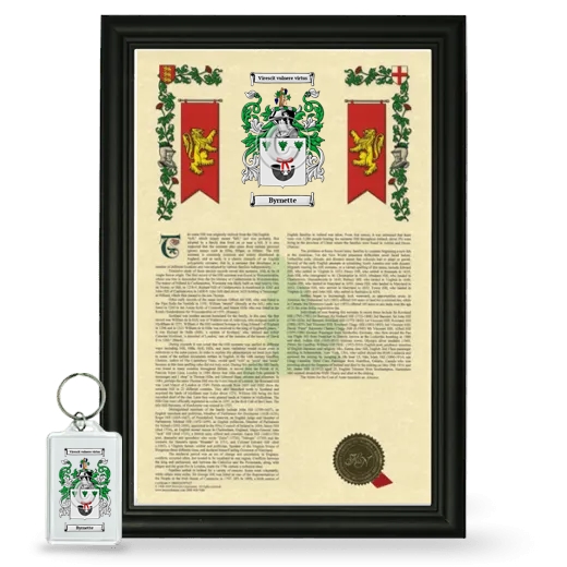 Byrnette Framed Armorial History and Keychain - Black