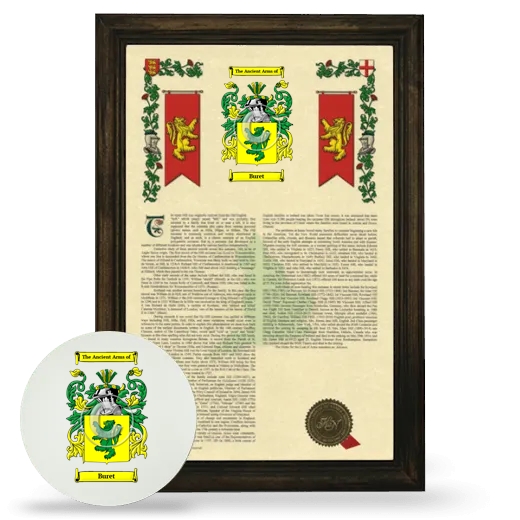 Buret Framed Armorial History and Mouse Pad - Brown
