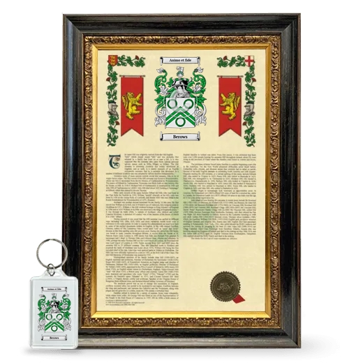 Berows Framed Armorial History and Keychain - Heirloom