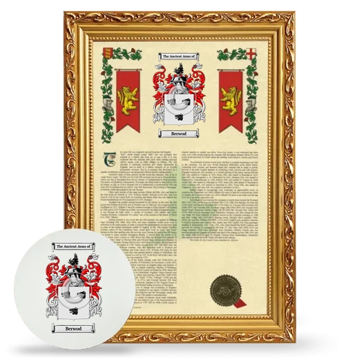 Berwod Framed Armorial History and Mouse Pad - Gold