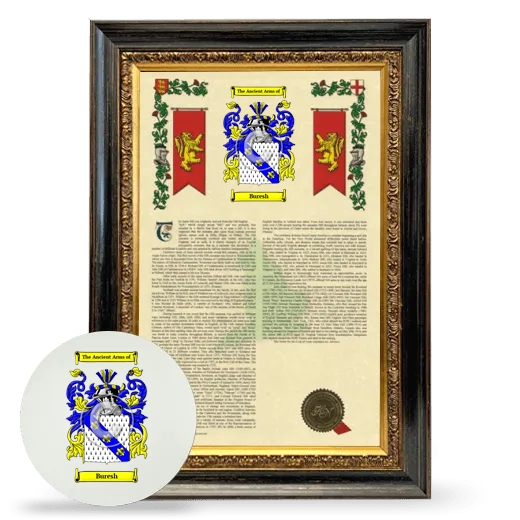 Buresh Framed Armorial History and Mouse Pad - Heirloom