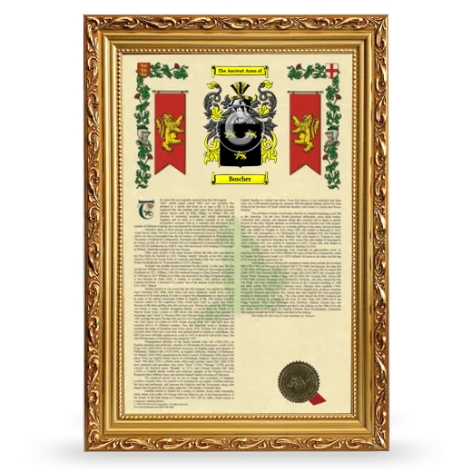 Boscher Armorial History Framed - Gold