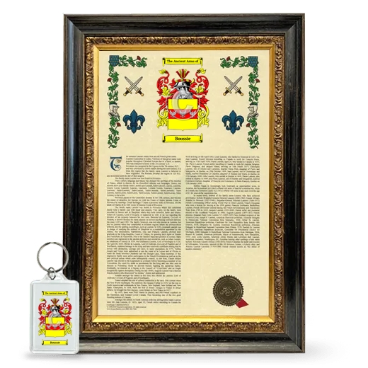 Boussie Framed Armorial History and Keychain - Heirloom