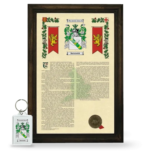 Butterwick Framed Armorial History and Keychain - Brown