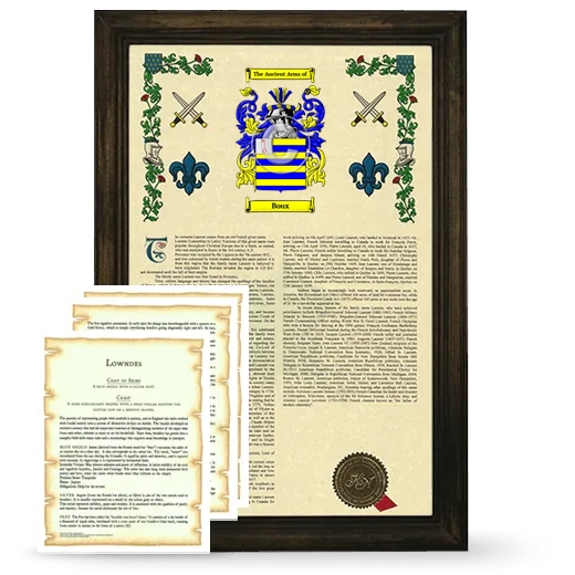 Boux Framed Armorial History and Symbolism - Brown