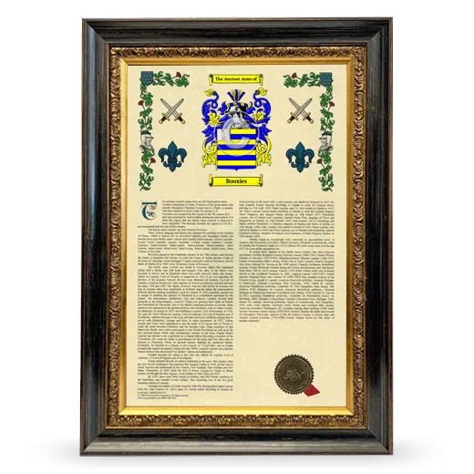 Bouxies Armorial History Framed - Heirloom