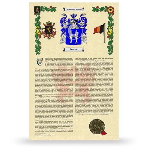 Buyton Armorial History with Coat of Arms