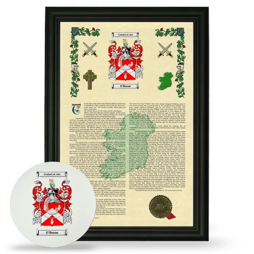 O'Burne Framed Armorial History and Mouse Pad - Black