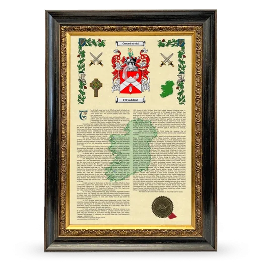 O'Caddint Armorial History Framed - Heirloom