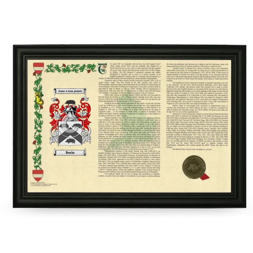 Burin Armorial Landscape Framed - Black