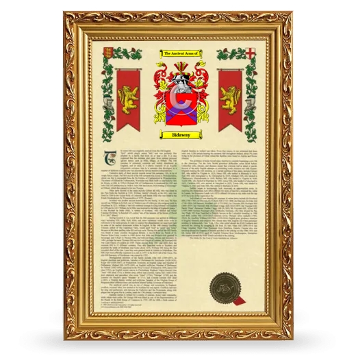 Bidaway Armorial History Framed - Gold