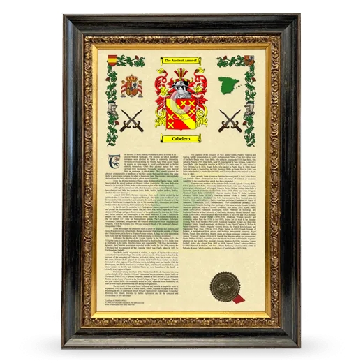 Cabelero Armorial History Framed - Heirloom