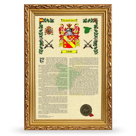 Cabolla Armorial History Framed - Gold