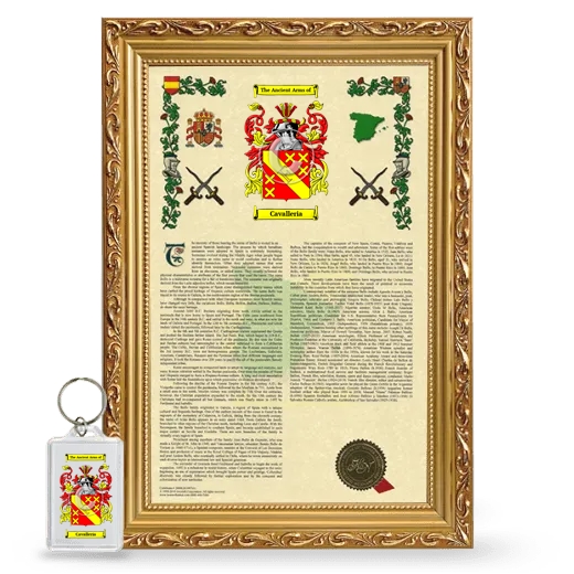 Cavalleria Framed Armorial History and Keychain - Gold