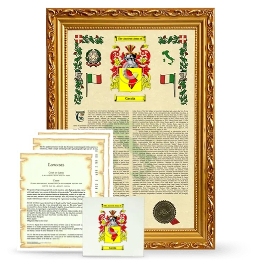 Caccia Framed Armorial, Symbolism and Large Tile - Gold