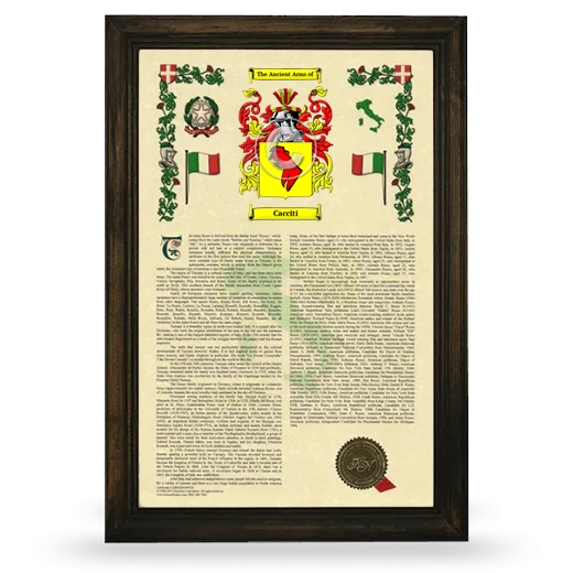 Cacciti Armorial History Framed - Brown